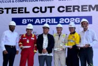 Anggota/Deputi Bidang Investasi BP Batam, Fary Francis, saat menghadiri First Cut Steel Ceremony proyek Tangguh Ubadari Carbon Capture Utilization - MD4 (TUCC-MD4) di PT Wasco Engineering Indonesia. Foto: INIKEPRI.COM/BP Batam