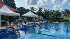 Atlet Akuatik Indonesia Kota Batam mengikuti seleksi jelang POPDA. Foto: INIKEPRI.COM