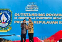 Gubernur Kepri Ansar Ahmad menerima tropi dari Mendagri RI Tito Karnavian pada ajang National Governance Awards 2026 yang digelar di The Ritz-Carlton Jakarta. Foto: INIKEPRI.COM/KepriProv 