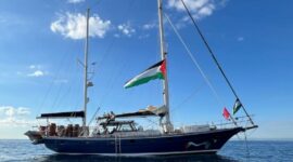Salah satu kapal Global Sumud Flotilla yang hendak berlayar menuju Gaza, Palestina. Foto: People Health Movement