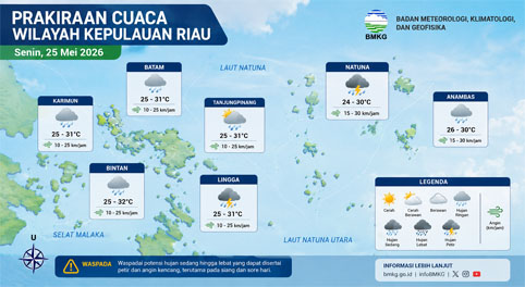 Peta prakiraan cuaca Kepri. Foto: BMKG