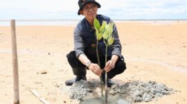 Wali Kota Batam Amsakar Achmad menanam Mangrove bersama mahasiswa UNRIKA. Foto: INIKEPRI.COM/Media Center Batam 