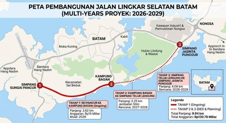 Jalan lingkar selatan Batam. Foto: Istimewa