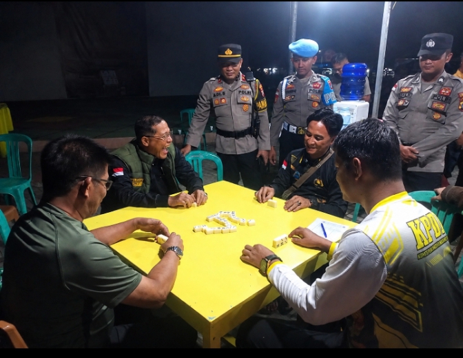 Raja Mustakim meriahkan Turnamen Domino dalam rangka Hari Bhayangkara ke-80 di Natuna. Foto: Istimewa