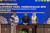 Bupati Natuna Cen Sui Lan saat menerima laporan hasil pemeriksaan BPK tahun 2025 dan memperoleh WTP. Foto: INIKEPRI.COM