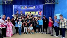 Kontingen Natuna usai mendapat mendali pada Popda Kepri di Karimun. Foto: Istimewa