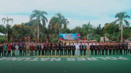 Kepolisian Resor (Polres) Natuna memperingati Hari Bhayangkara ke-80 dengan menggelar upacara di Lapangan Bhayangkara Polres Natuna. INIKEPRI.COM/NatunaKab 