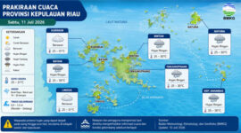 Peta prakiraan cuaca Kepri. Foto: Istimewa 