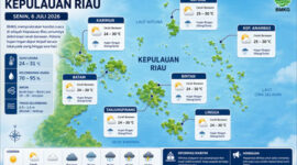 Peta prakiraan cuaca Kepri. Foto: Istimewa 