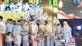 Bupati Natuna Cen Sui Lan bersama kafilah Natuna di MTQH Kepri 2026. Foto: Istimewa 