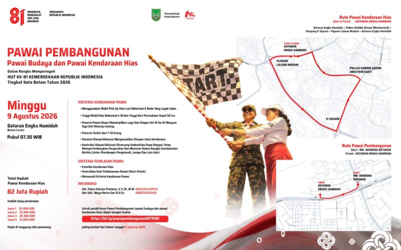 Pawai Pembangunan Kota Batam. Foto: INIKEPRI.COM/Media Center Batam 
