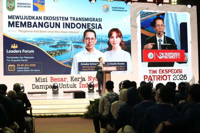 Wali Kota Batam, Amsakar Achmad, saat menjadi narasumber dalam Pelepasan Tim Ekspedisi Patriot Tahun 2026 yang digelar Kementerian Transmigrasi di Balai Kartini, Jakarta Selatan. Foto: INIKEPRI.COM/Media Center Batam