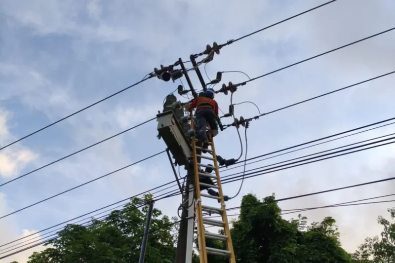 Pemeliharaan jaringan listrik oleh seorang petugas PLN Batam, Kepri. Foto: INIKEPRI.COM/PLN Batam
