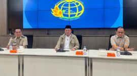 Menteri ATR/Kepala BPN Nusron Wahid dan jajarannya saat konferensi pers di Kantor Kementerian ATR/BPN, Jakarta, Senin (3/8/2026). Foto: Dok. Kementerian ATR/BPN