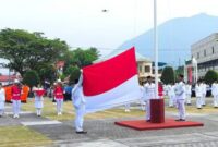 Pemerintah Kabupaten Natuna menggelar upacara Peringatan HUT RI ke-81 di Pantai Piwang Ranai. Foto: Istimewa 