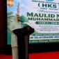 Bupati Natuna Cen Sui Lan memberikan sambutan pada peringatan Maulid Nabi Muhammad SAW 1448 Hijriah yang diselenggarakan Himpunan Keluarga Serasan (HKS) Ranai. Foto: ANTARA/Muhamad Nurman