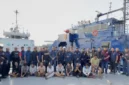 Badan Narkotika Nasional bersama Bea Cukai dan Polda Kepulauan Riau mengamankan kapal berbendera Tanzania yang diduga membawa 2,6 ton sabu cair di perairan Tanjung Parit, Bengkalis, Riau. Foto: Istimewa 