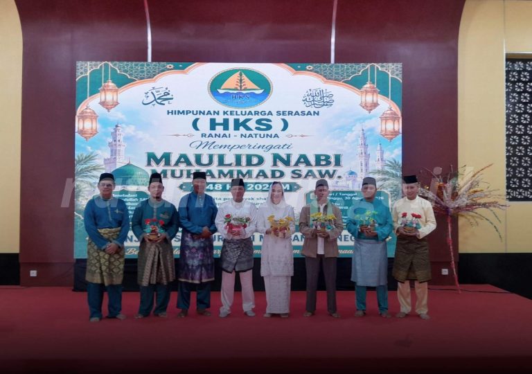 Himpunan Keluarga Serasan (HKS) Kabupaten Natuna menggelar Peringatan Maulid Nabi Muhammad SAW 1448 H/2026 M di Gedung Sri Serindit, Batu Hitam, Kecamatan Bunguran Timur. Foto: INIKEPRI.COM/NatunaKab 