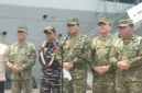 KSAL Laksamana TNI Muhammad Ali saat jumpa pers di depan Kapal Induk Giuseppe Garibaldi yang sedang bersandar di Dermaga 107, Pelabuhan Tanjung Priok, Jakarta Utara, Jumat (18/9/2026). Foto: ANTARA/Walda Marison