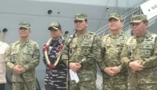 KSAL Laksamana TNI Muhammad Ali saat jumpa pers di depan Kapal Induk Giuseppe Garibaldi yang sedang bersandar di Dermaga 107, Pelabuhan Tanjung Priok, Jakarta Utara, Jumat (18/9/2026). Foto: ANTARA/Walda Marison