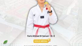 Fariz Ahmad El-Sanusi, siswa kelas XI.E, berhasil memboyong medali emas dalam kejuaraan Taekwondo Grand Slam Youth League 2026. Foto: INIKEPRI.COM/MAN 1 BATAM 