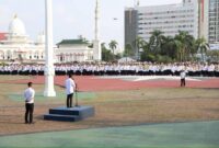 Amsakar saat memimpin apel gabungan jajaran Pemko Batam dan BP Batam. Foto: INIKEPRI.COM