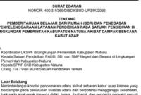 Surat perpanjangan Belajar dari Rumah. Foto: Tangkapan Layar 