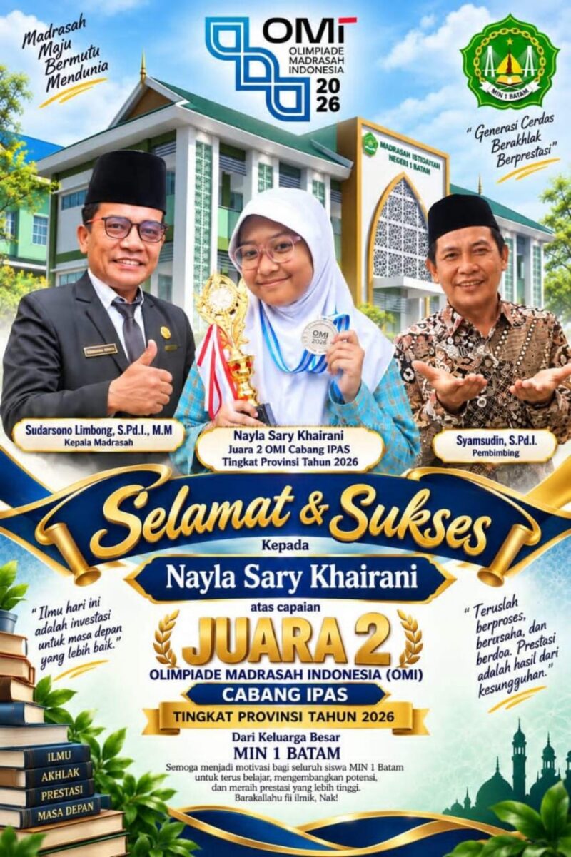 Nayla Sary Khairani Buktikan Perjuangannya dengan Raih Juara 2 IPAS OMI Tingkat Provinsi 2026. Foto: MIN Batam