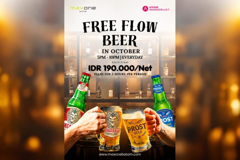 MaxOne Batam menghadirkan promo “Free Flow Beer” sepanjang Oktober 2026 melalui 1.1° Dining & Lounge. Foto: MaxOne Batam